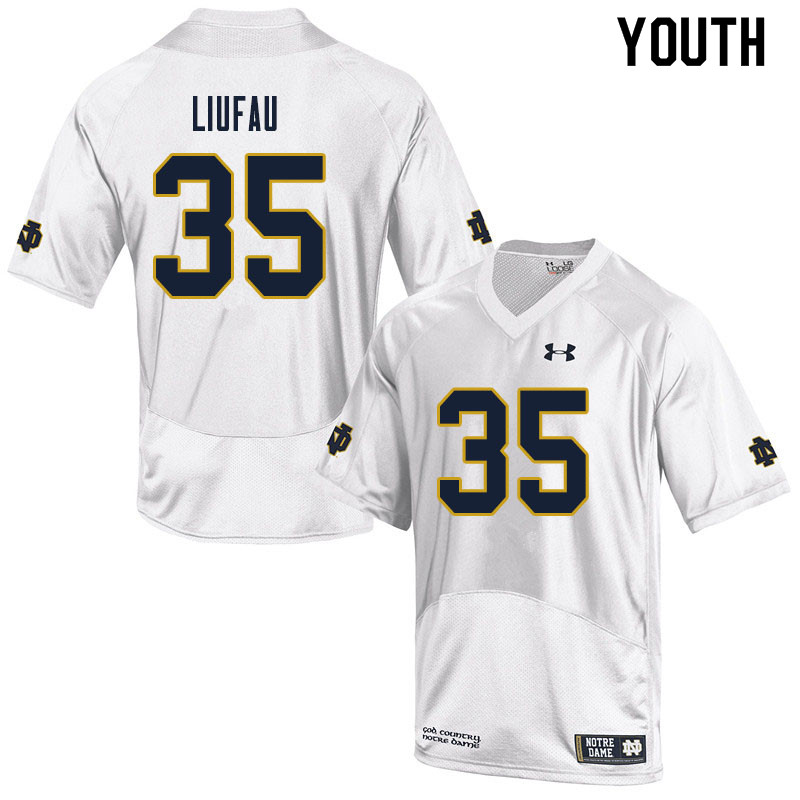 Youth NCAA Notre Dame Fighting Irish #35 Marist Liufau Stitched College Under Armour Authentic White Football Jersey OU10G10ZK